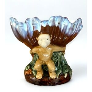 Vintage Majolica Style‎ Monkey Bowl Large Etruscan Art Pottery Decorative Vase